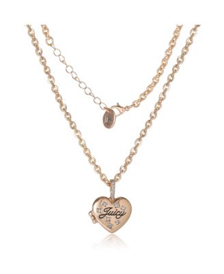 Gold-Tone Crystal Heart Locket Pendant Necklace