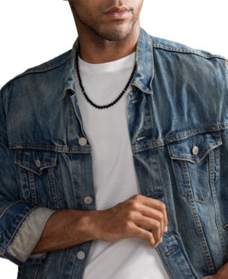 Black Onyx Bead 22" Necklace in Sterling Silver, Exclusively at Macy's