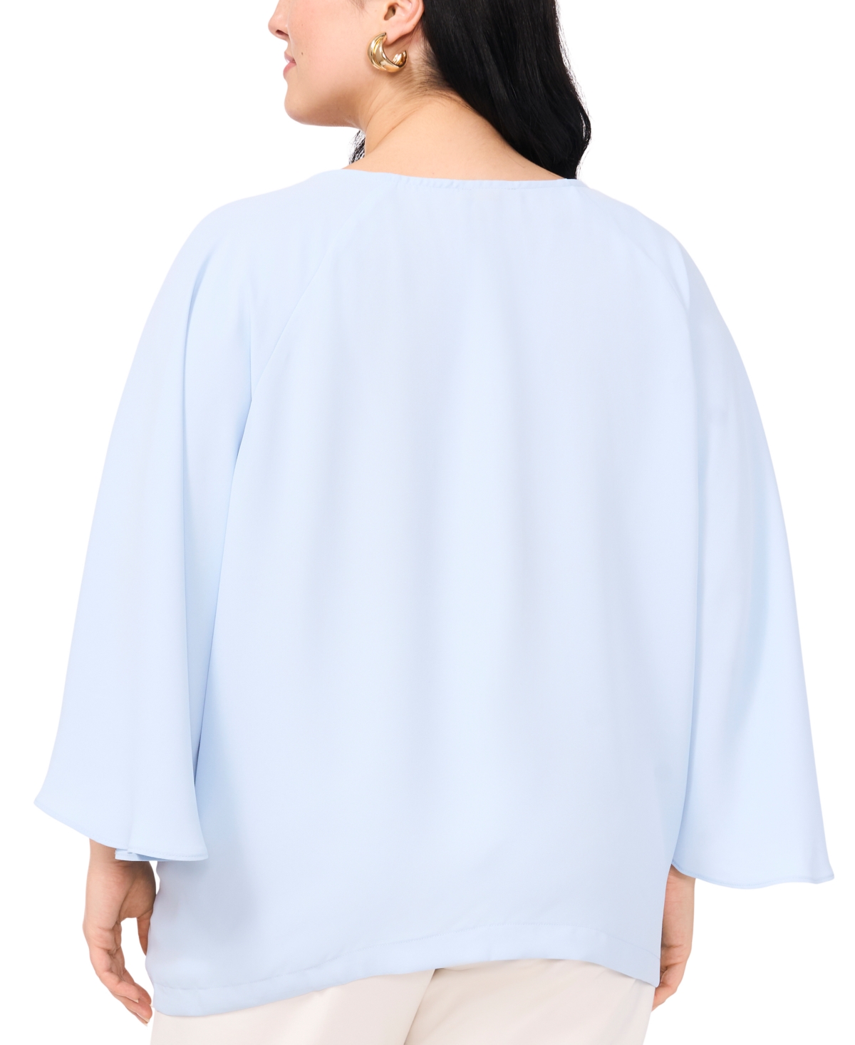 VINCE CAMUTO PLUS SIZE SPLIT-NECK 3/4-ANGEL-SLEEVE BLOUSE 