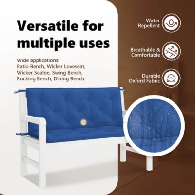 Garden Bench Cushion Blue 47.2"x(19.7"+19.7")x2.8" Oxford Fabric