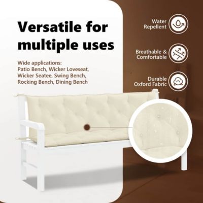 Garden Bench Cushion Cream White 70.9"x(19.7"+19.7")x2.8" Oxford Fabric