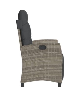 Reclining Patio Chair with Footrest Gray Poly Rattan