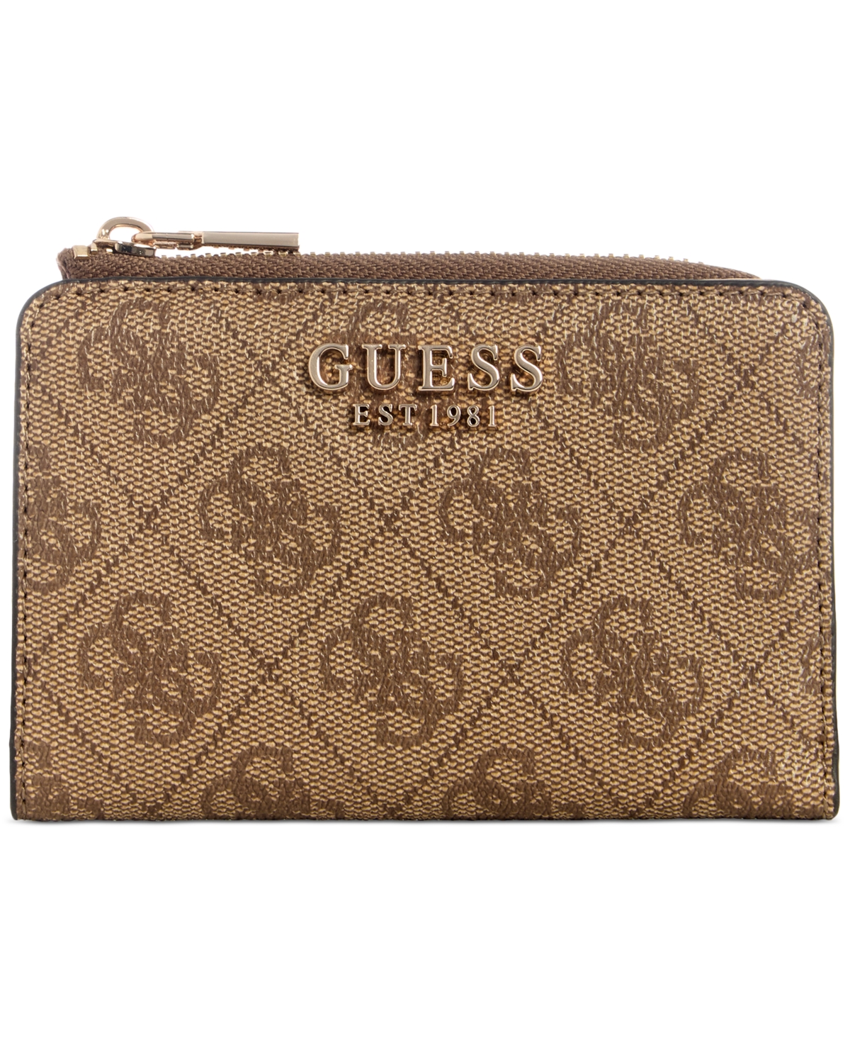 Laurel Zip Around Card Case - Latte Logo