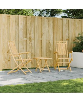 Garden Chair Set of 2 Natural Bamboo Bamboo Medium Foldable