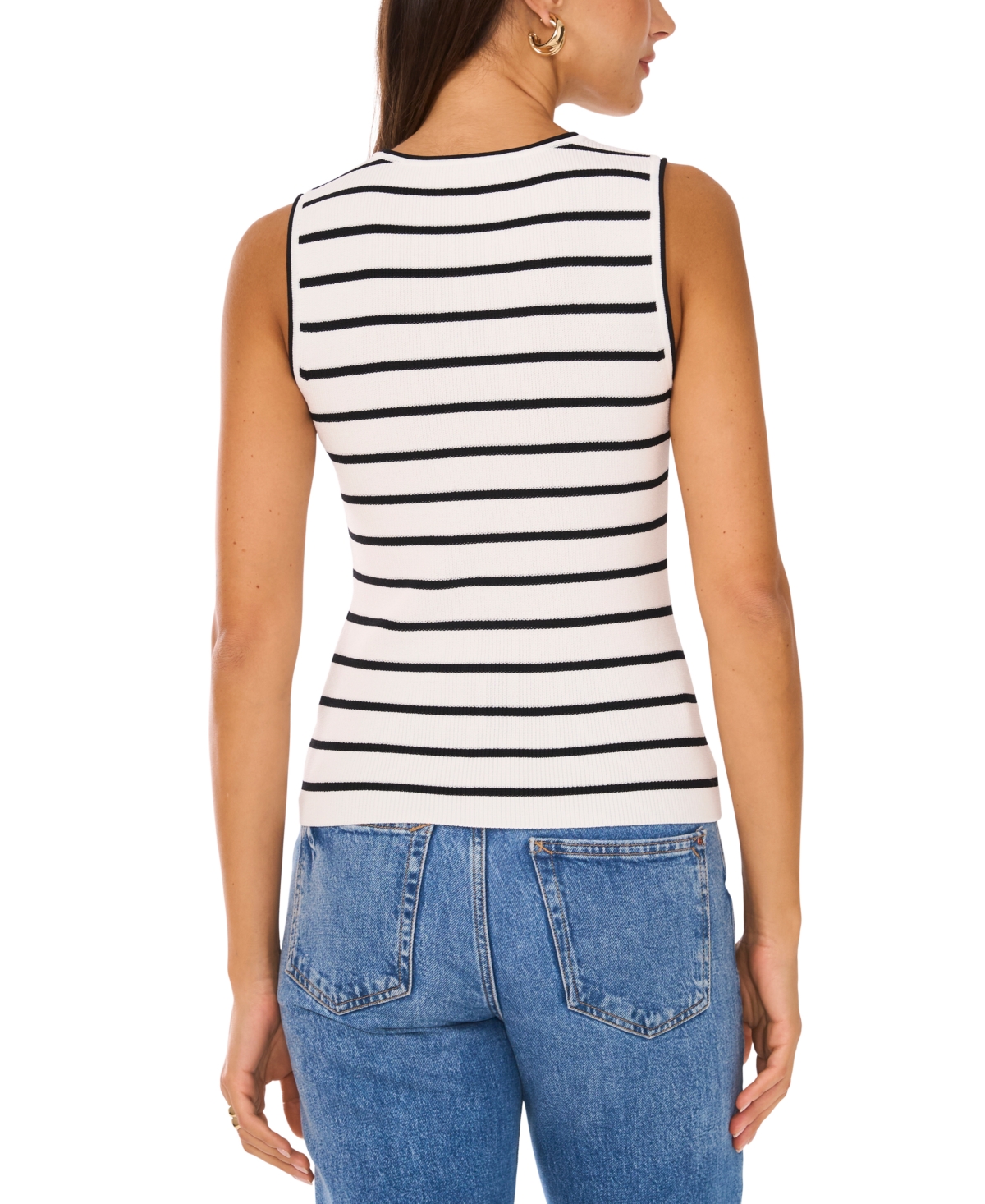 VINCE CAMUTO WOMEN'S STRIPED SLEEVELESS SWEATER 