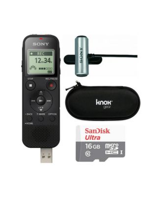 Digital Voice Recorder with 16GB Card, Microphone, and Case Bundle