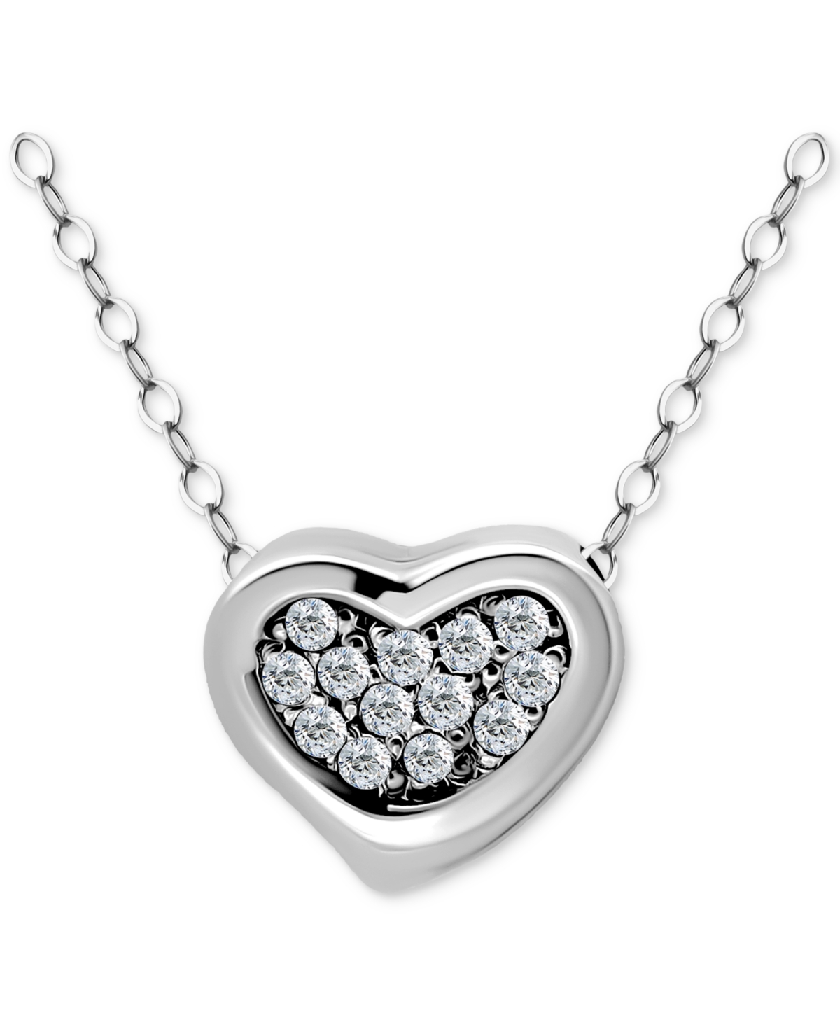 Giani Bernini Cubic Zirconia Cluster Heart Pendant Necklace In Sterling Silver, 16" + 2" Extender, Exclusively At In Silver