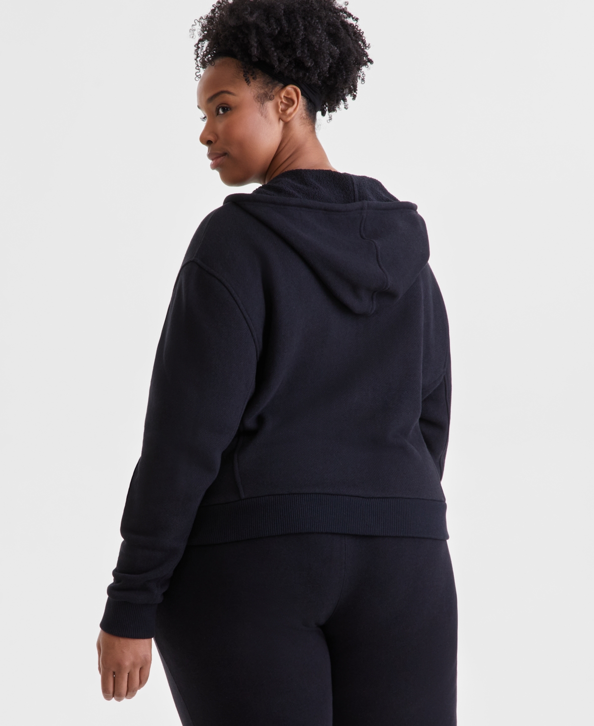 Id Ideology Plus Size Soft Touch Full-zip Hoodie, Exclusively At Macy's In Deep Black