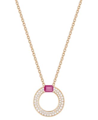 Sapphire (1/4 ct. t.w.) & Diamond (1/4 ct. t.w.) Circular Pendant 18" Necklace in 14k White Gold (Also Available in Ruby & Emerald)