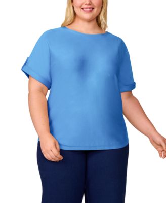 Melissa Paige - Plus Size Roll-Tab Dolman-Sleeve Sweater