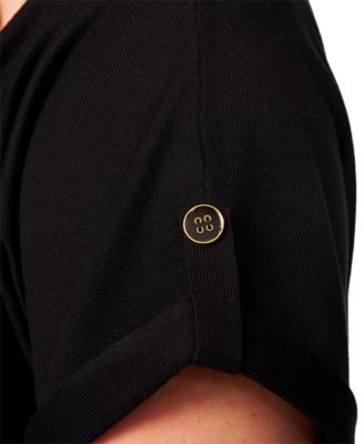 Plus Size Roll-Tab Dolman-Sleeve Sweater