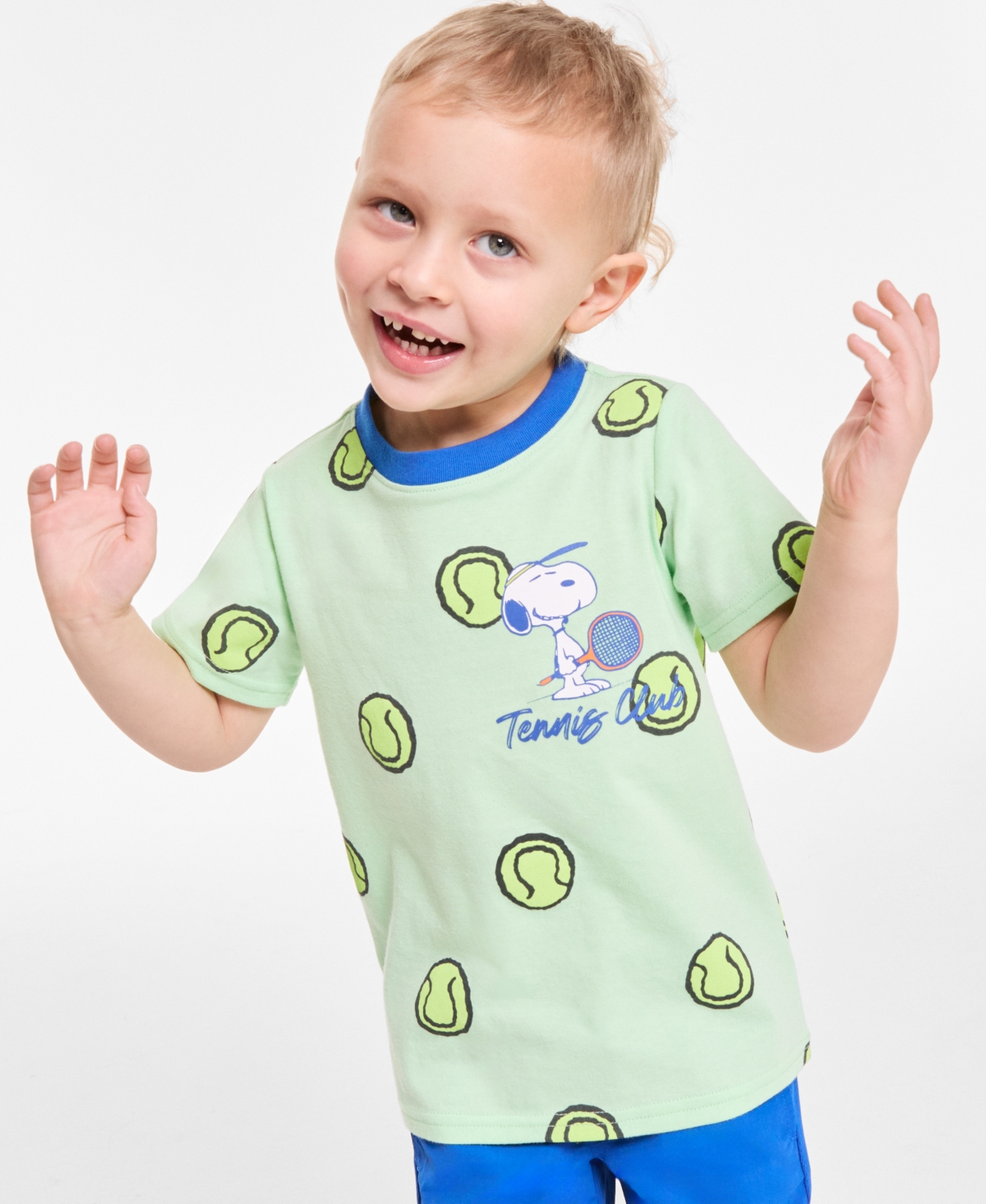 Epic Threads Toddler Boys Short-sleeve Snoopy Tennis T-shirt, Exclusively At Macy's In Green Ash