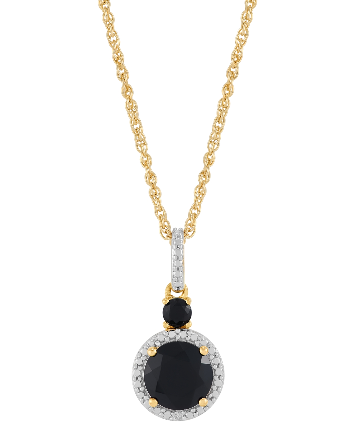 Macy's 2-pc. Set Onyx & Diamond Accent Halo Pendant Necklace & Matching Stud Earrings In 14k Gold-plated St In Onyx
