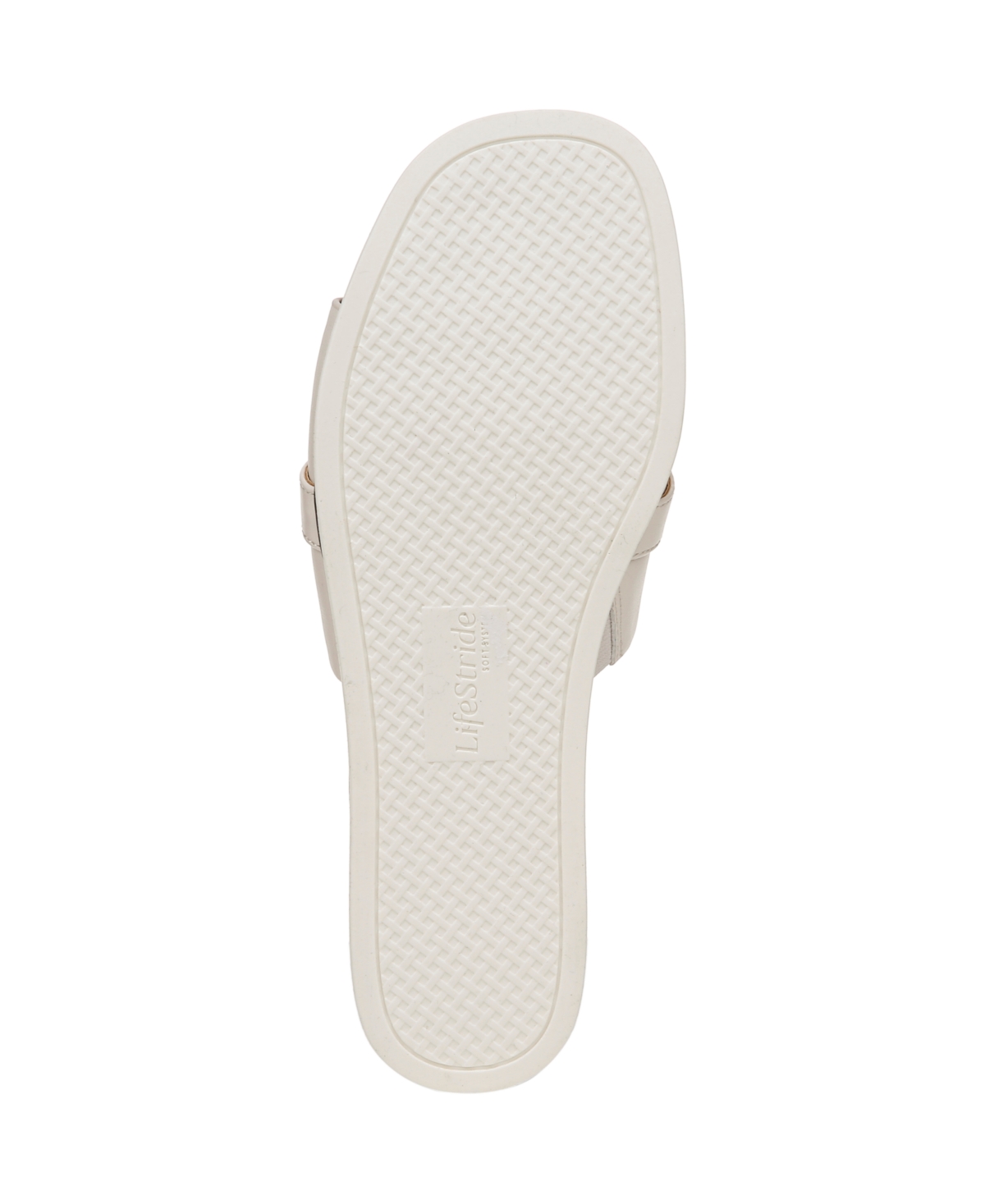 Shop Lifestride Women's Genevieve Square Open Toe Slide Platform Sandals In Creme Beige Faux Leather