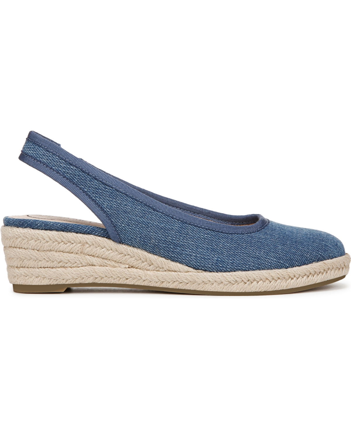 Lifestride Women's Kayden Slingback Wedge Espadrilles In Blue Denim Fabric