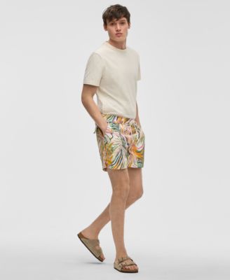 Men's Retro Wave Regular-Fit Printed Swim Trunks, Exclusively at Macy's 