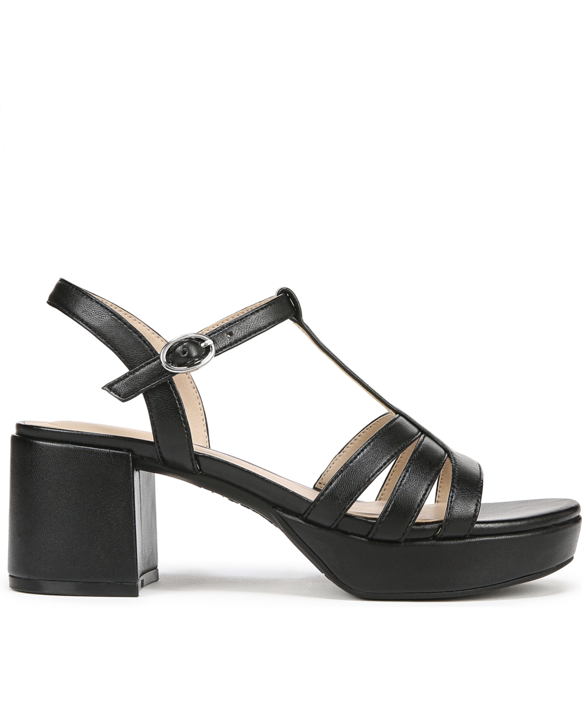 Lifestride Rio Ankle Strap Platform Sandal In Black Faux Leather