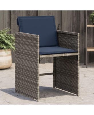 Patio Chairs with Cushions 4 pcs Gray Poly Rattan