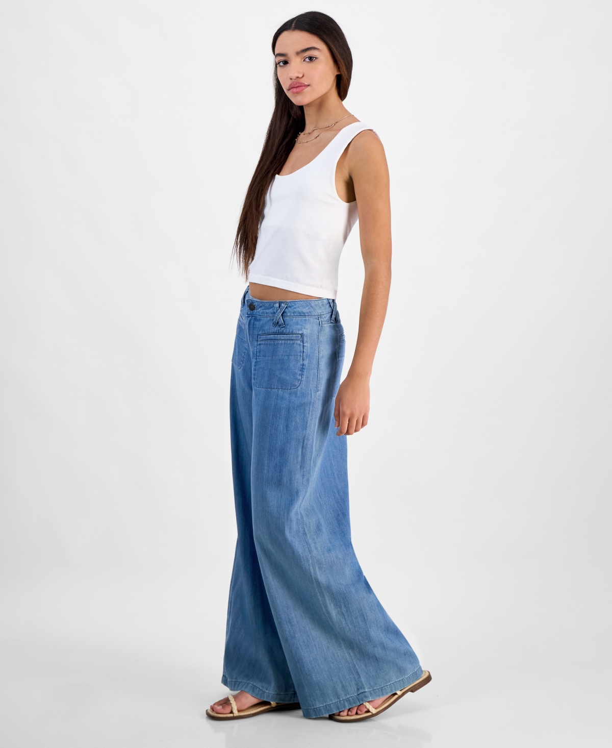 Shop Lucky Brand Women's Wide-leg Palazzo Jeans In Flip Side Wash