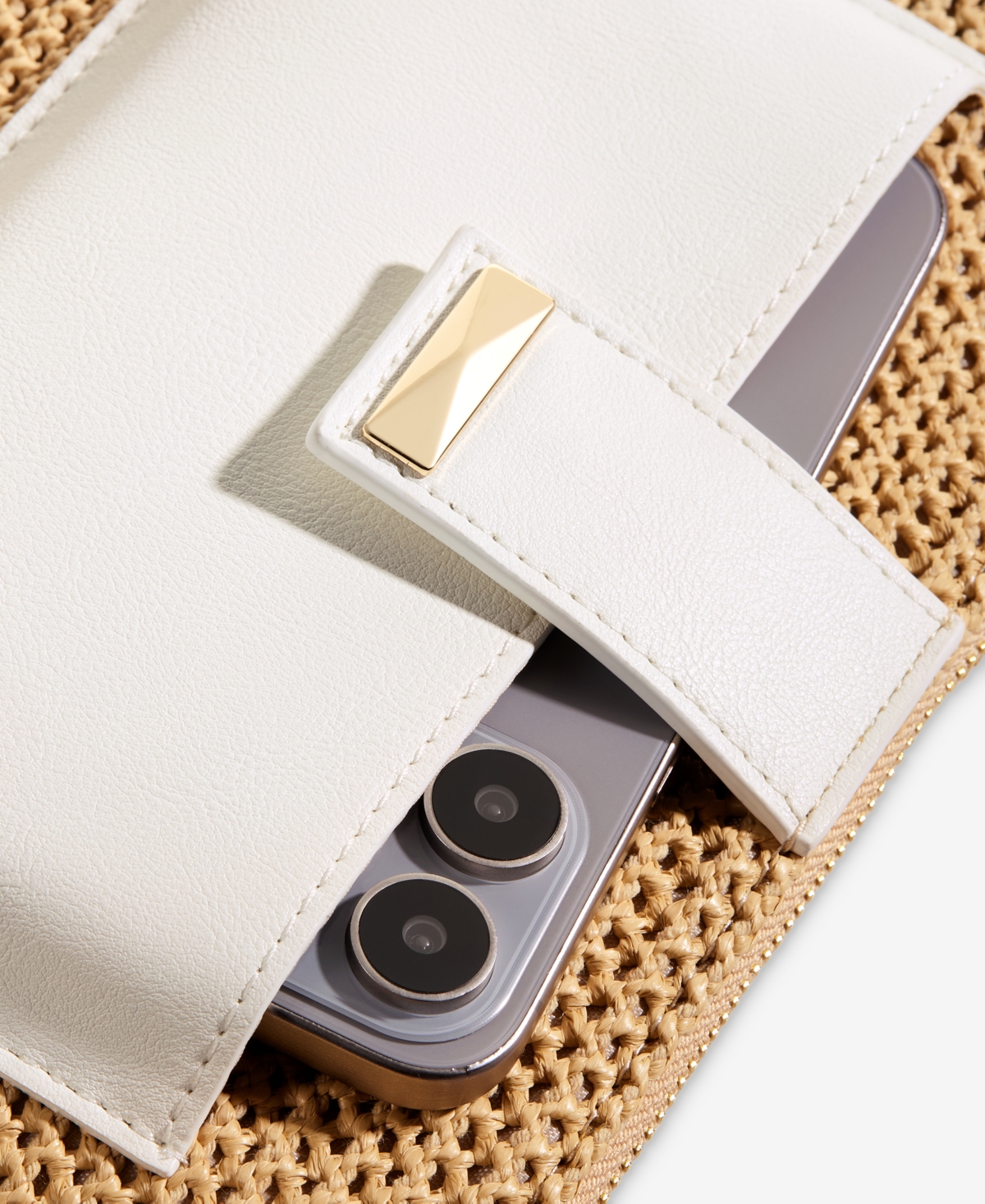 Inc International Concepts Franee Straw Pouch, Exclusively At Macy's In Straw,vanilla