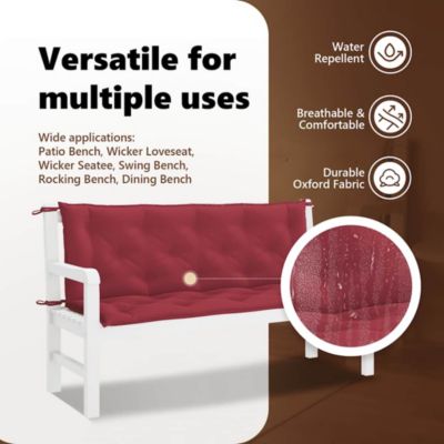 Garden Bench Cushion Wine Red 59.1"x(19.7"+19.7")x2.8" Oxford Fabric