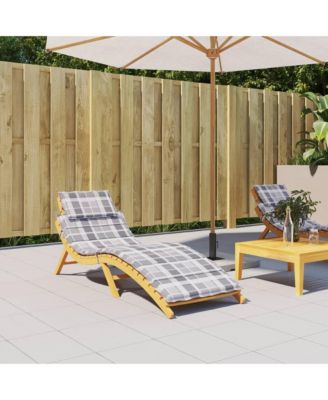 Sun Lounger Cushion Gray Check Pattern 73.2"x22.8"x1.6" Oxford Fabric