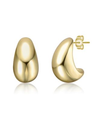 Sleek Teardrop Shapped Stud Earrings in White Gold Plated or 14K Gold Plated