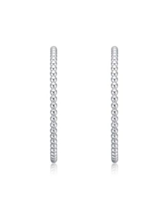 Modern Texture Bead C-Hoop Earrings in White Gold Plated or 14K Gold Plated