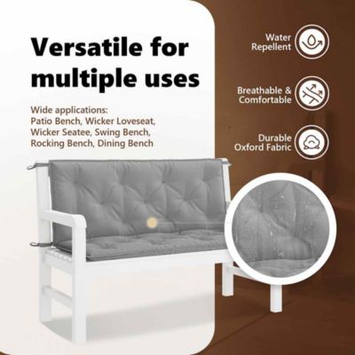 Garden Bench Cushion Gray 47.2"x(19.7"+19.7")x2.8" Oxford Fabric