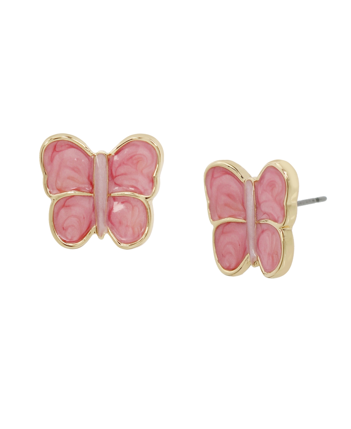 Pink Sweetheart Butterfly Stud Earrings - Pink, Gold