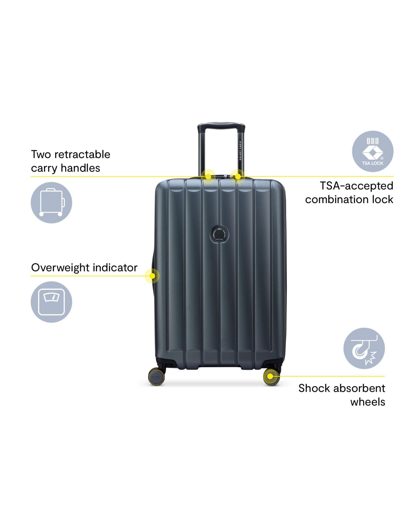 Чемодан Delsey Paris Shadow 6.0 Medium Check-in Expandable Spinner, цвет: Антрацитовый — фото 11