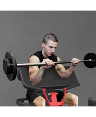 ER KANG Preacher Curl Bench, Plate Loaded Bicep Curl Machine, Bicep and Tricep Workout Equipment，2 in 1 Arm Training Machine for Home Gym