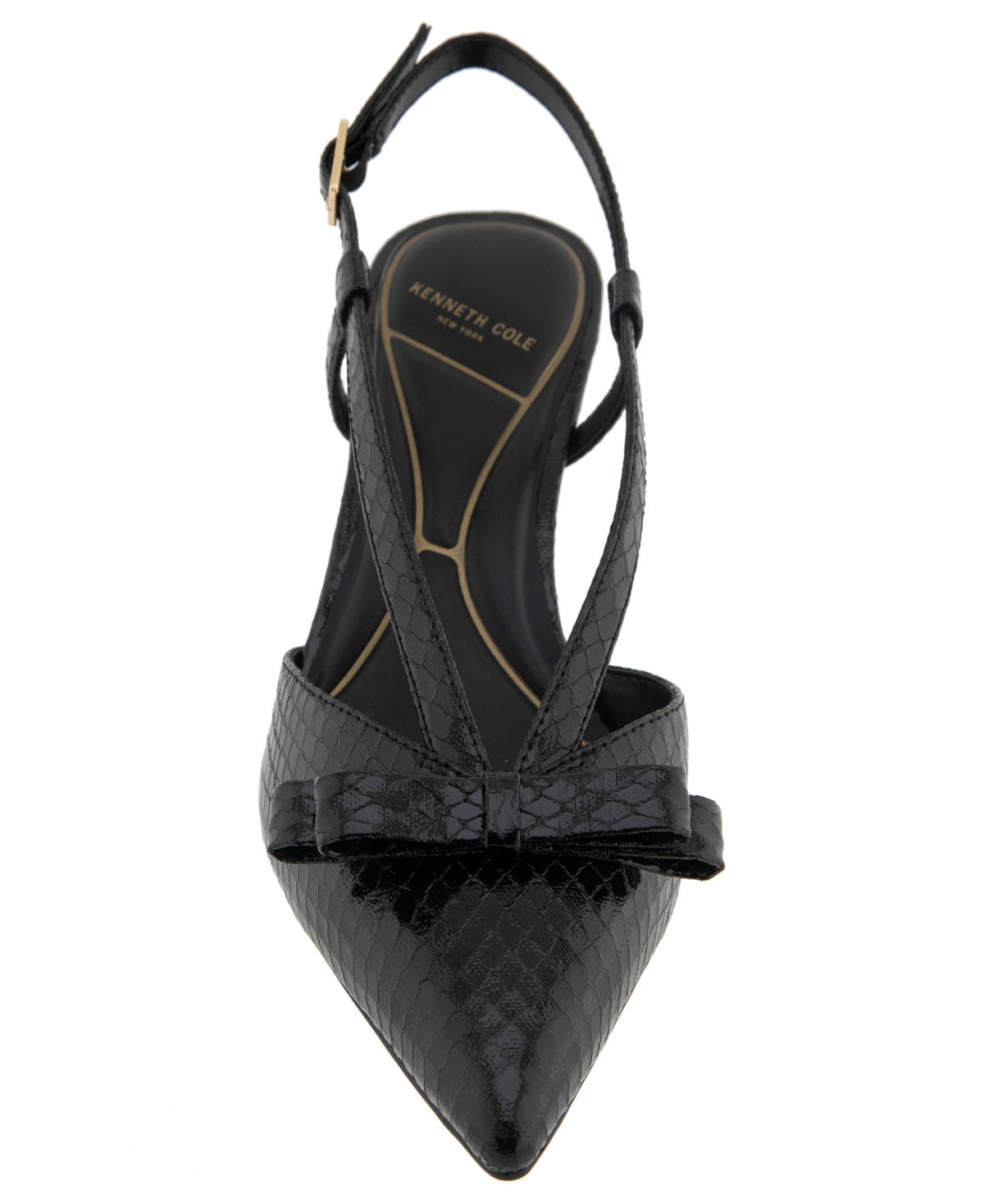 Kenneth Cole New York Womens Textured Faux Leather Ankle Strap In Black Snake