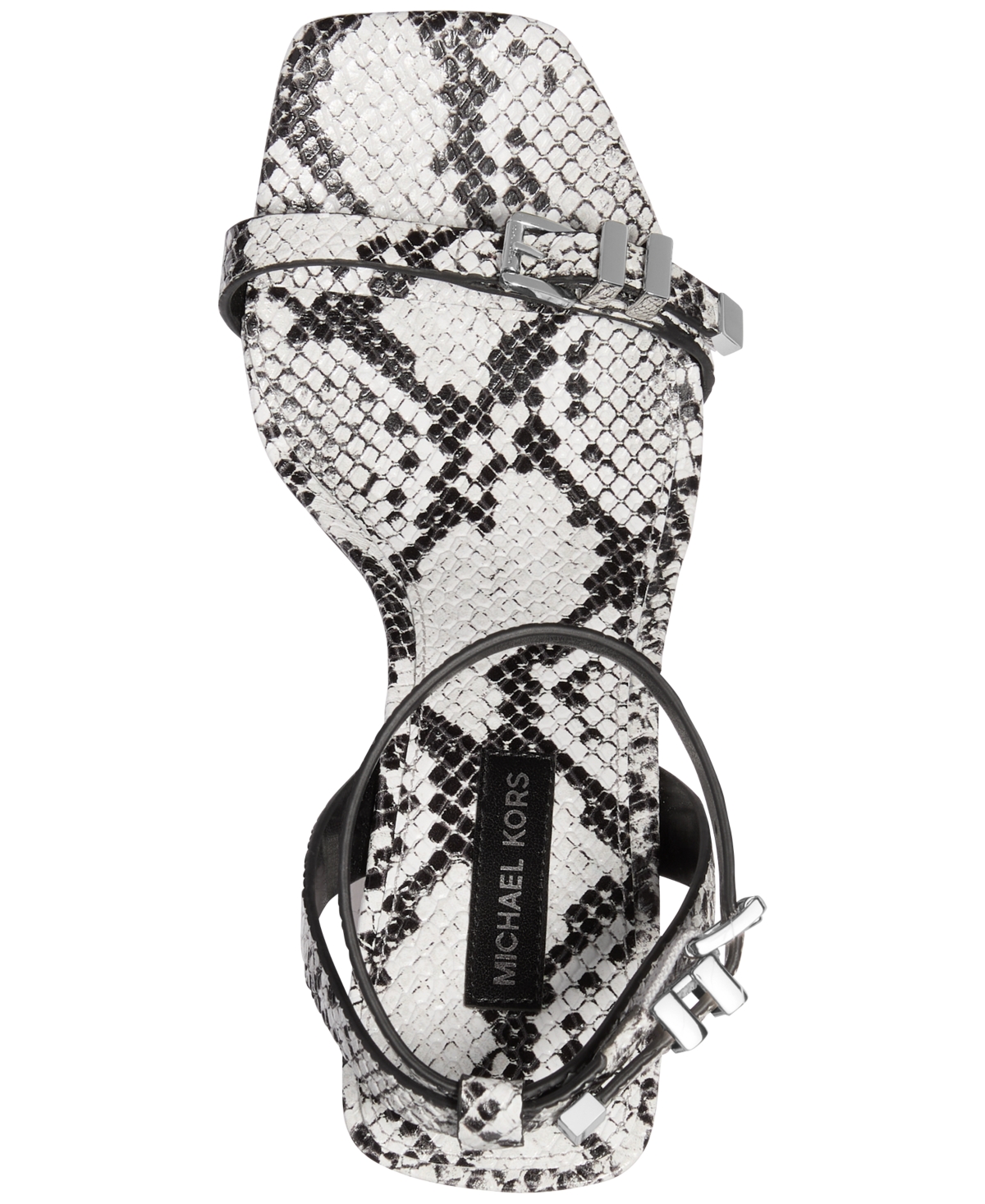 Michael Kors Darrington Snake Embossed Leather Sandal In Aluminum