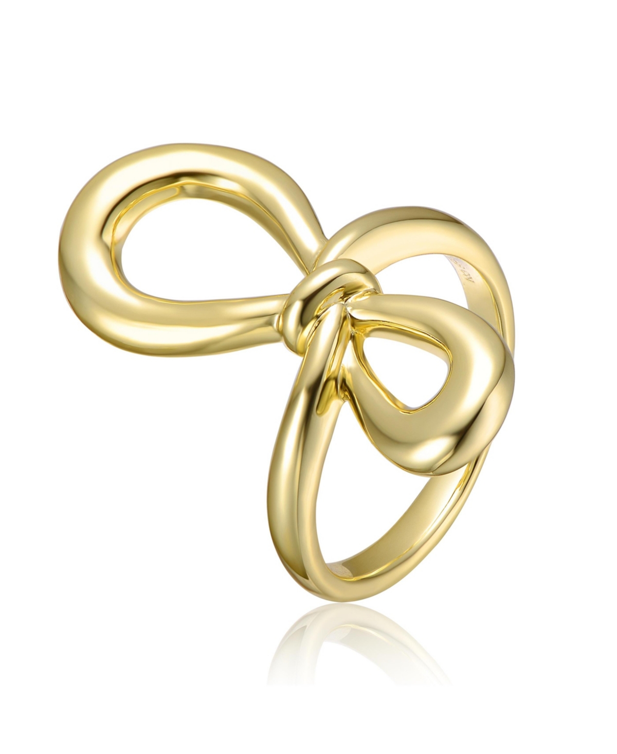 14K Gold Plated Bow-Tie Ribbon Infinity Knot Ring - Gold