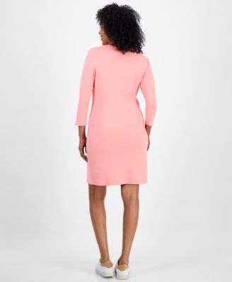 Women's Cotton 3/4-Sleeve Boat-Neck Dress, Exclusively at Macy's