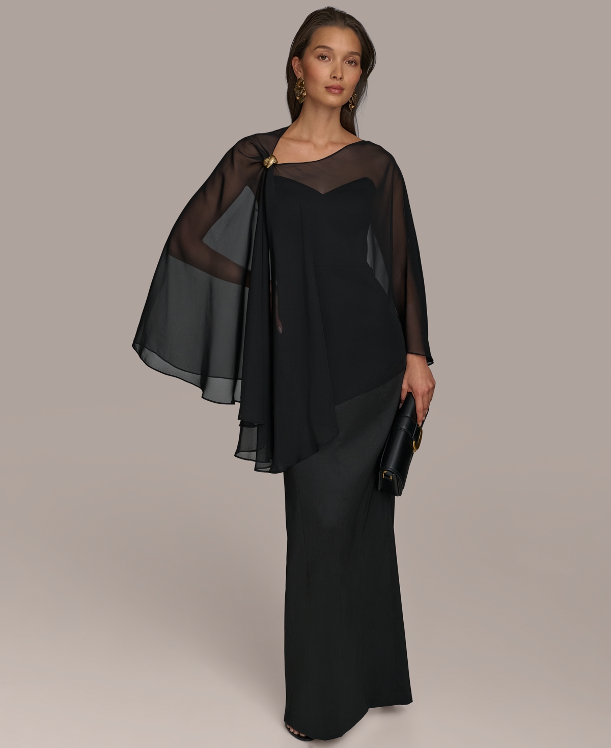 Donna Karan Women's Chiffon Formal Cape In Black