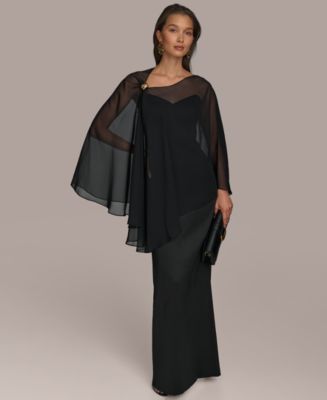 【Donna Karan New York】Chiffon-Cape-Overlay Gown Donna Karan New York Women's Chiffon-Cape-Overlay Gown - Macy's