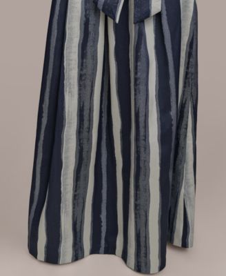 Donna Karan New York Women's Striped Belted Gown - Macy's