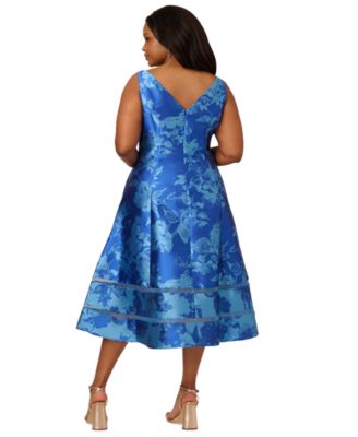 Aidan by Aidan Mattox Plus Size Jacquard Fit & Flare Midi Dress