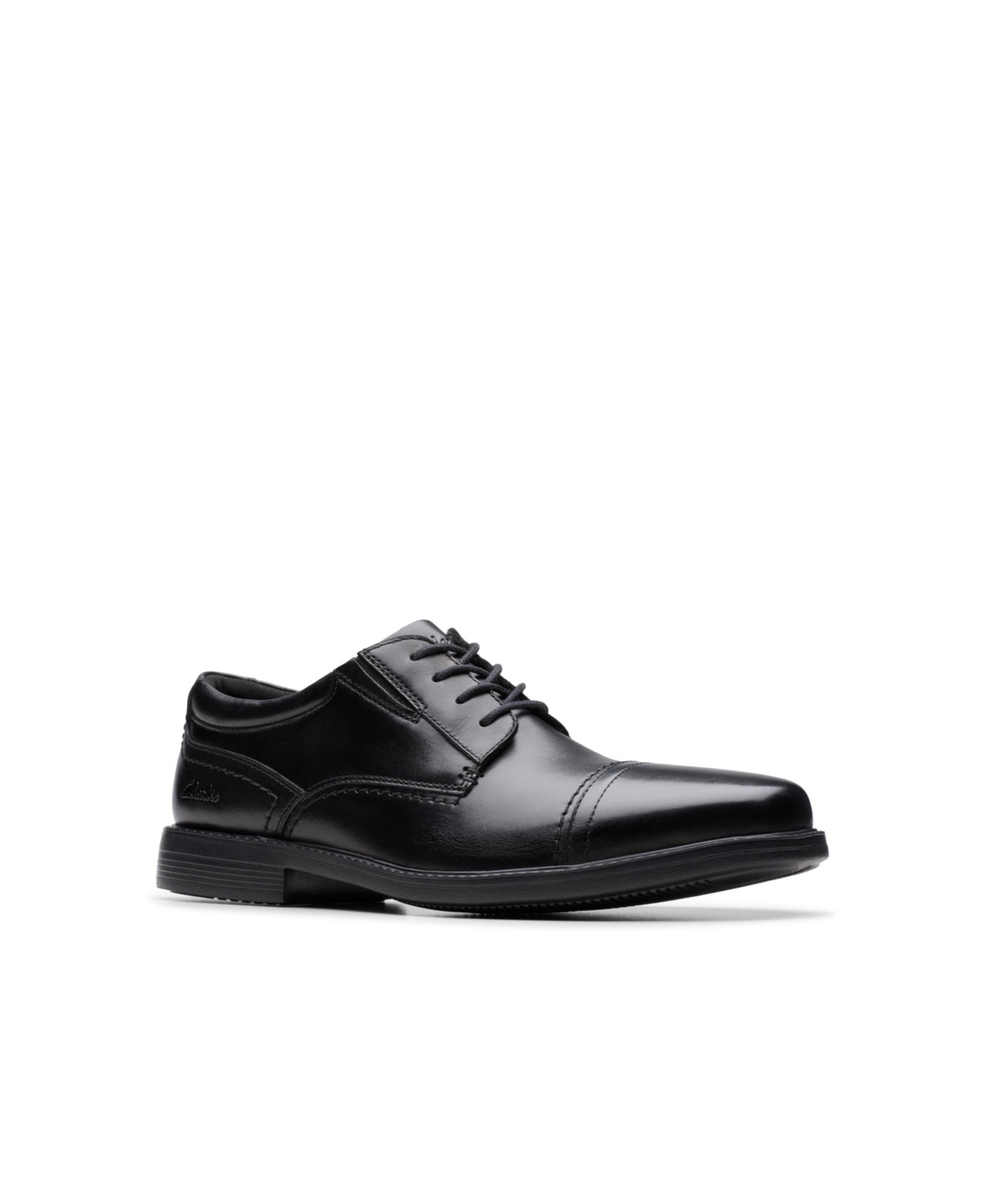 Clarks Men's Collection Whiddon Lace Up Oxford Dress Shoe In Black Leather