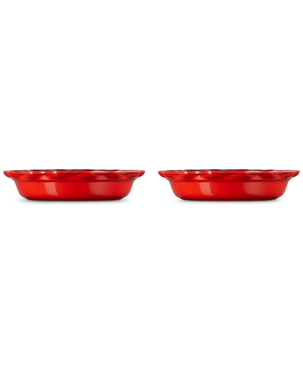Le Creuset Stoneware Heritage Fluted 9" Pie Dish, Set Of 2 In Cerise