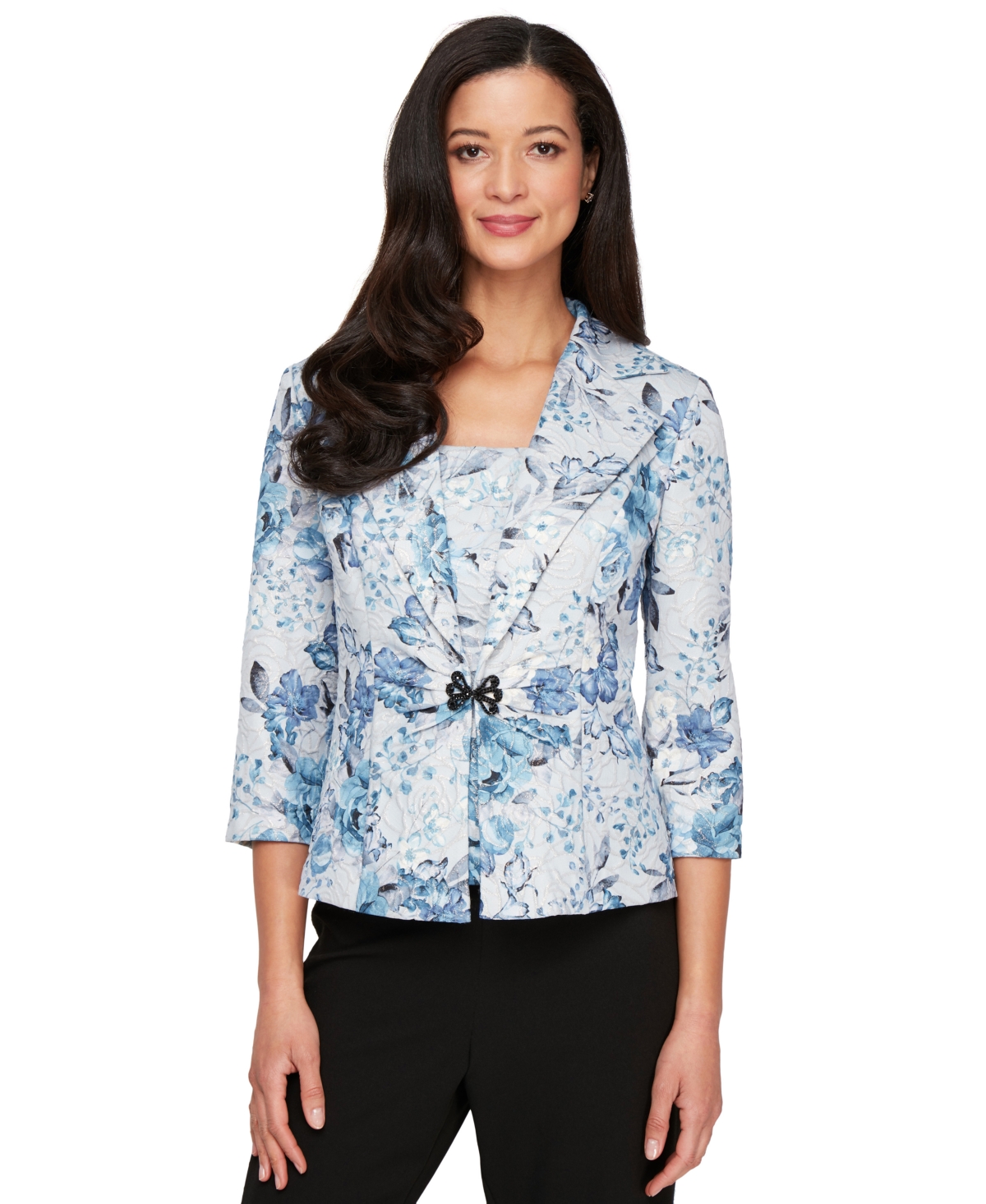 Women's Layered Printed Camisole & Matching Jacket - Blue Multi