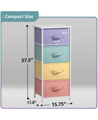 4 Drawers Chest Nightstand - Storage for Closet, Home, College Dorm - Features Steel Frame, Wood Top, & Fabric Bins