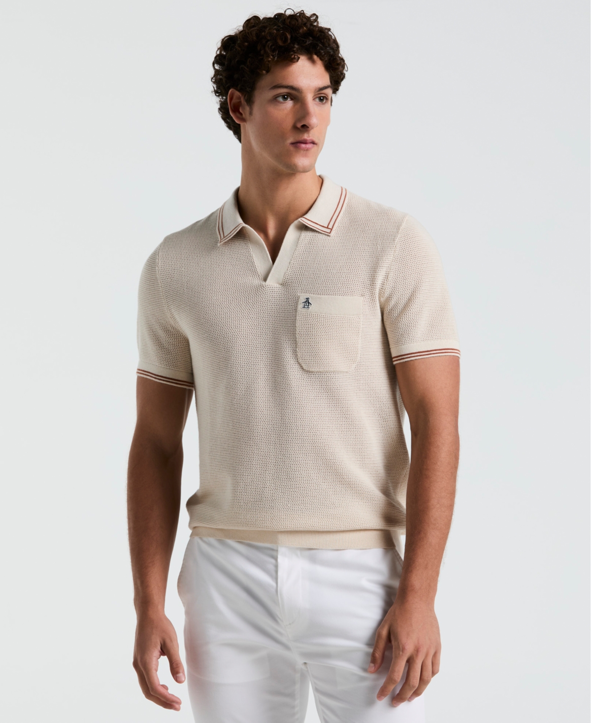 Men's Johnny Collar Sweater Polo Shirt - Birch
