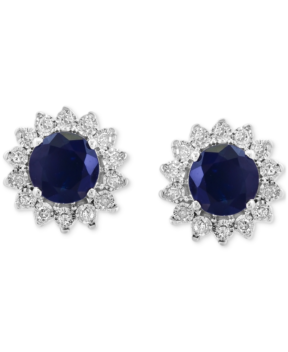 EFFY COLLECTION EFFY SAPPHIRE (1-1/6 CT. T.W.) & DIAMOND (1/6 CT. T.W.) HALO STUD EARRINGS IN 14K WHITE GOLD OR TWO  