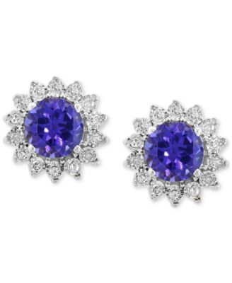 EFFY&reg; Tanzanite: (7/8 ct. t.w.) & Diamond (1/6 ct. t.w.) Halo Stud Earrings in 14k White Gold or Two Tone Gold
