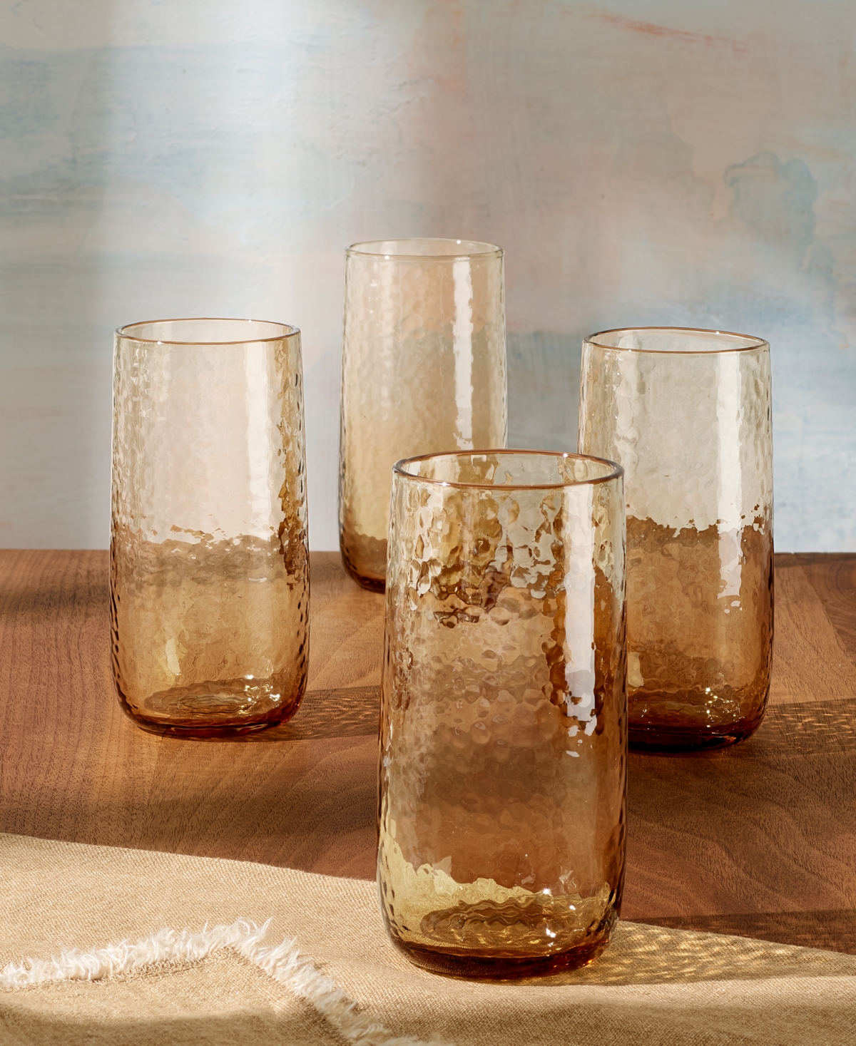 Oake Textured Highball Glasses, Set Of 4, Exclusively At Macy's In Amber