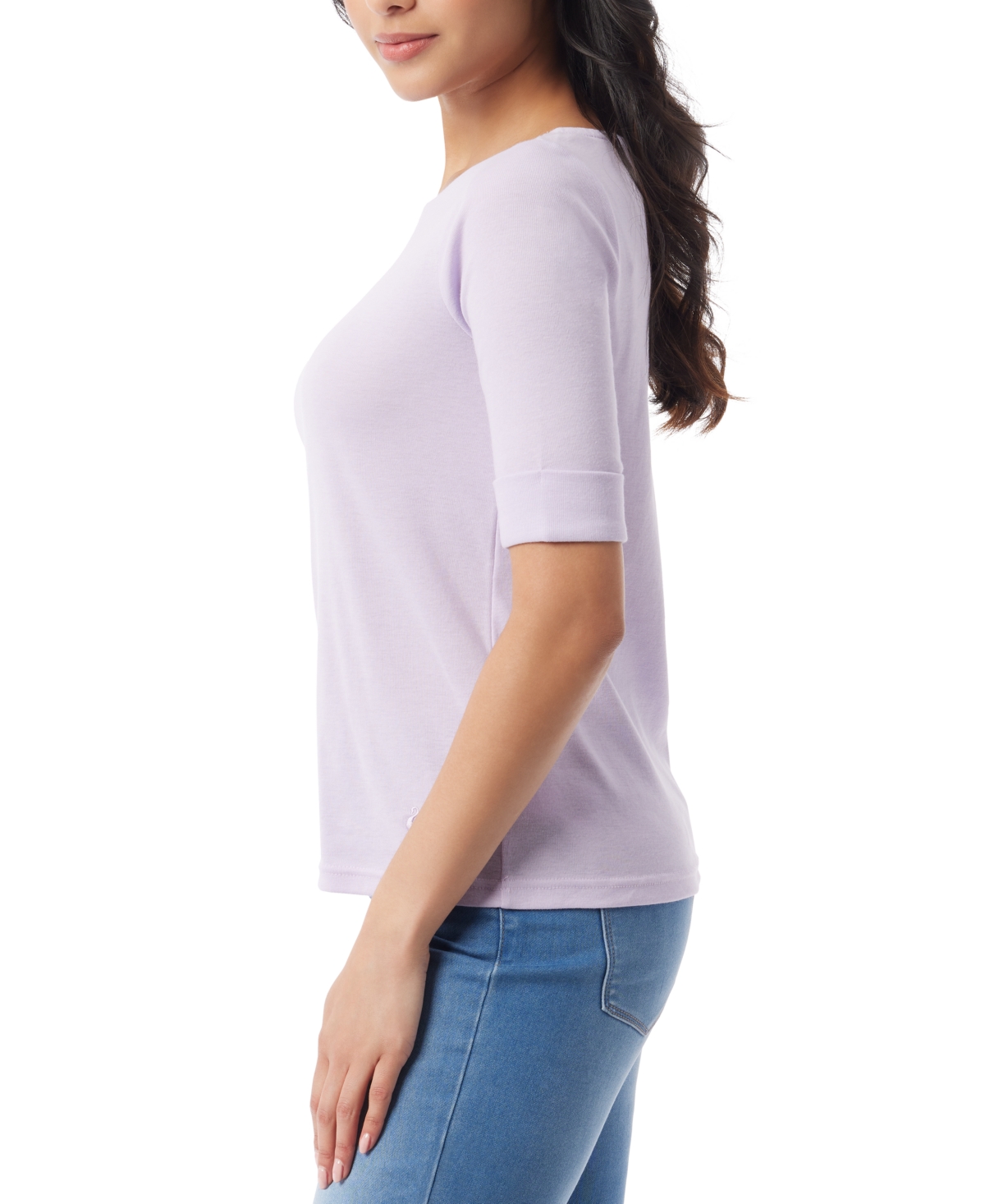 Gloria Vanderbilt Women's Alanis Boat Neck Elbow-sleeve T-shirt In Lilac Dream