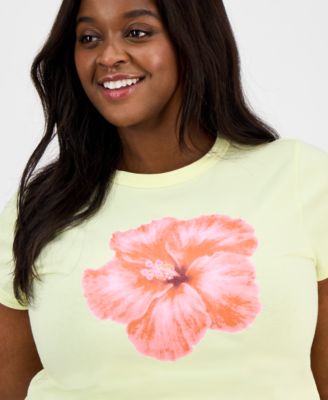 Trendy Plus Size Hibiscus Graphic Baby T-Shirt 